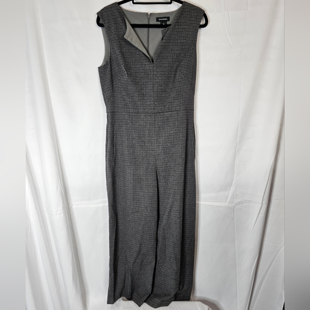 Grey plaid sleeveless jumpsuit Club Monaco in size 10 business casual career NWT
